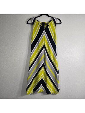 Banana Republic Milly Collection Chevron Shift Dress Women Size 6 Yellow Striped